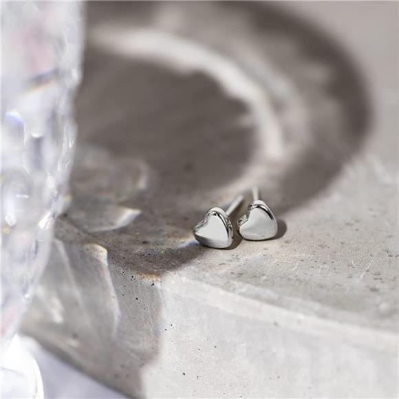 14K Gold Plated Sterling Silver Heart Shaped Cute Dainty Earrings for Women - Picture 4 of 6